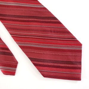 George Red Striped Woven Silk‎ Tie